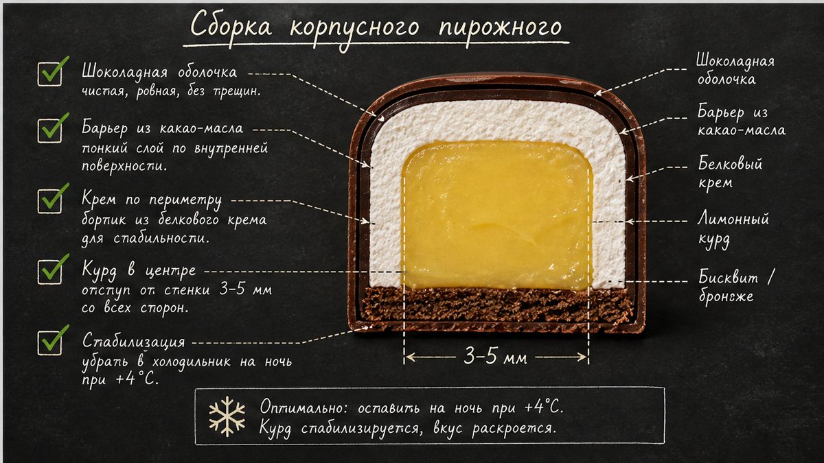 Чеклист сборки корпусного с изолирующим барьером между кремом и курдом