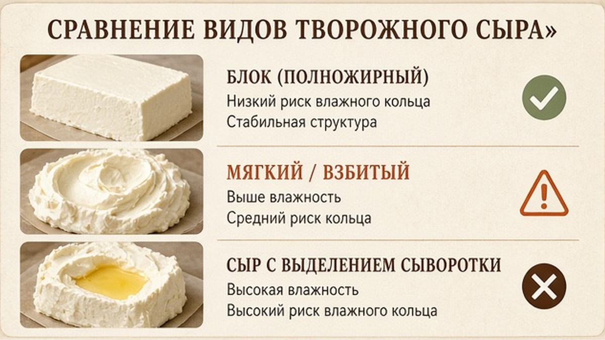 Сравнение типов крем-сыра: риск влаги для корпусного пирожного